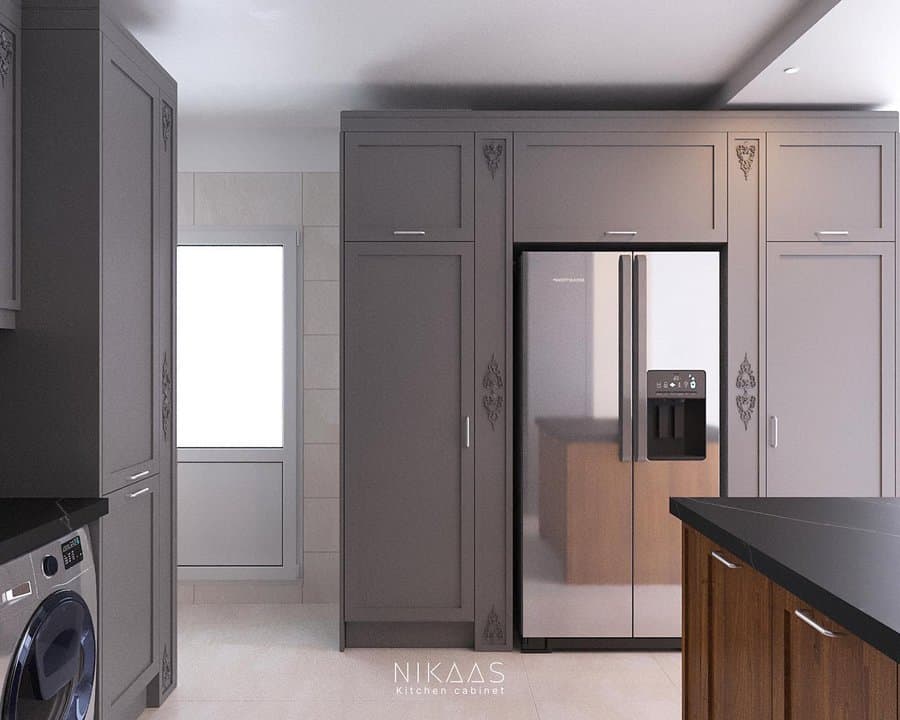 smoky gray kitchen cabinet