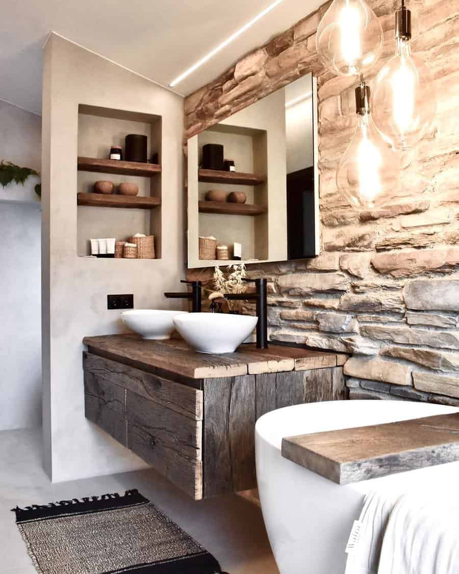 stone brick accent wall