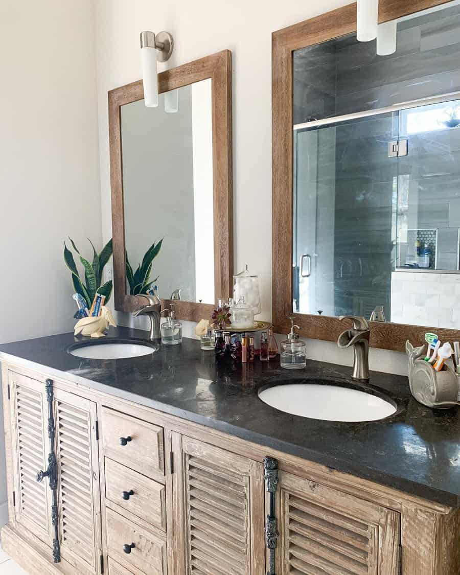 Neutral Rustic Bathroom voe styling