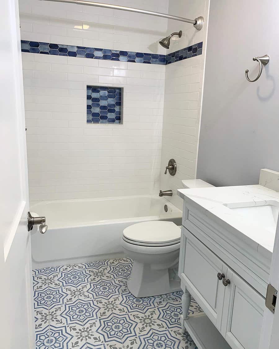 Mosaic tile strip accent