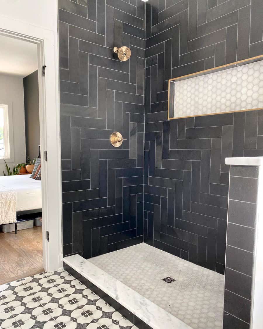 Herringbone patterned tiles