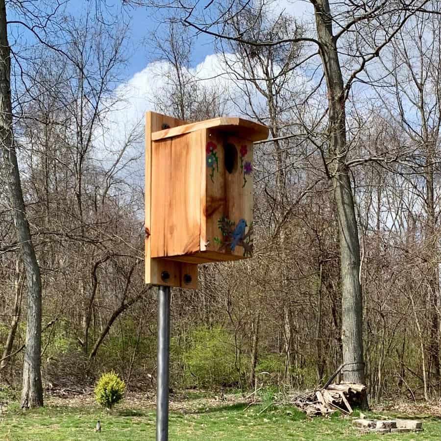 On post birdhouse