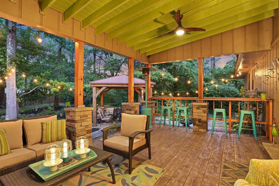 Back porch with area rug