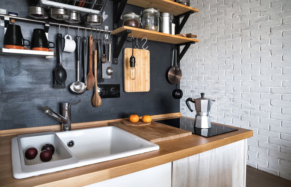 Rustic kitchen with wood countertop