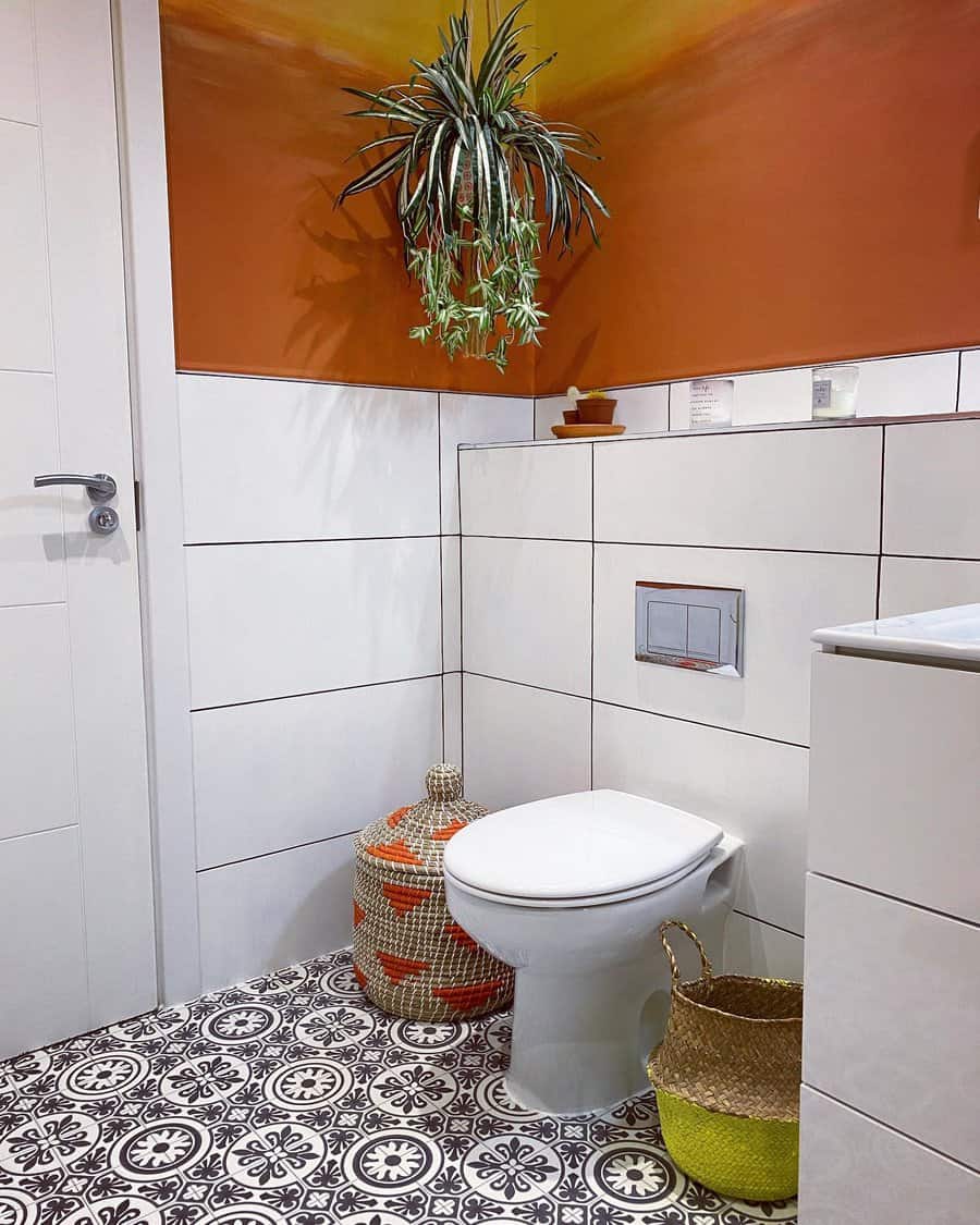 Orange bathroom walls