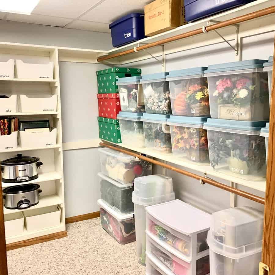 Basement hanging wall shelf