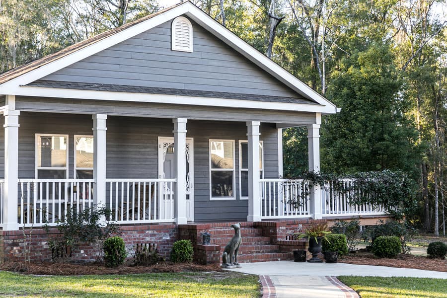 Classic white porch railing