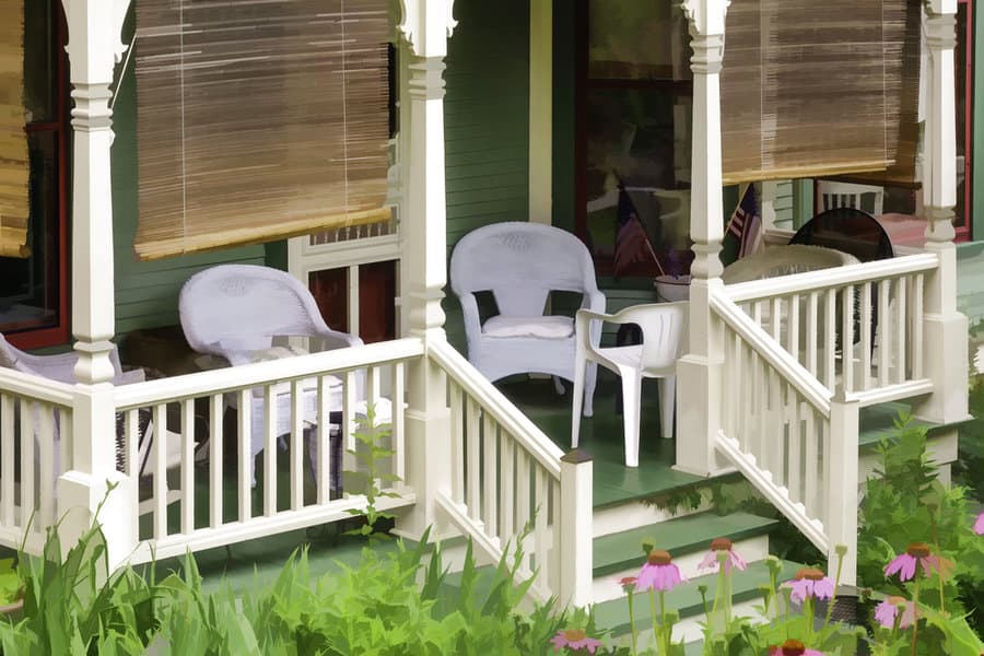 Classic white porch railing