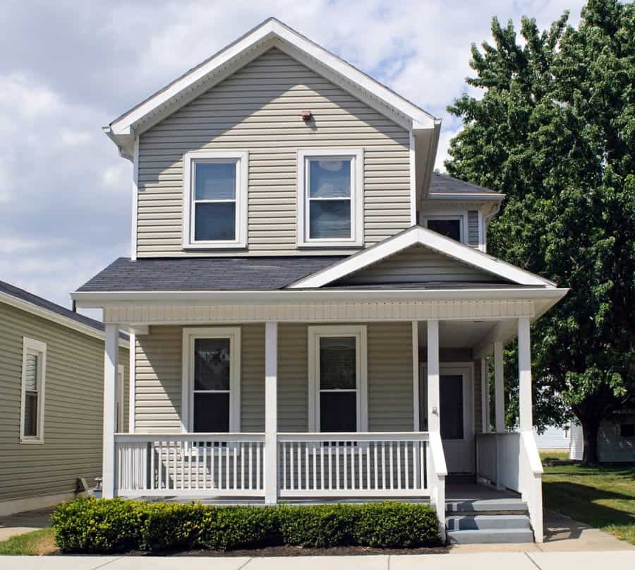 Classic white porch railing