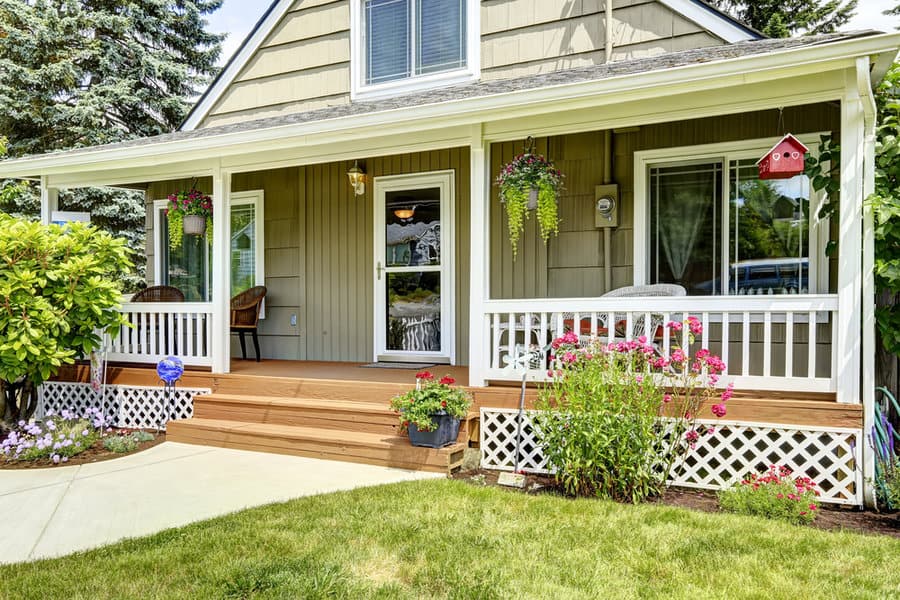 Classic white porch railing