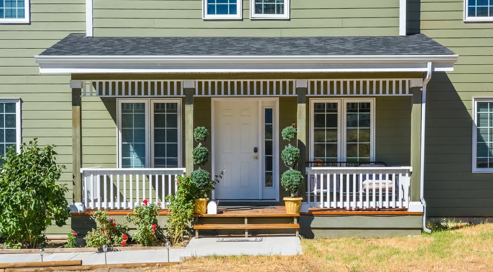 Classic white porch railing