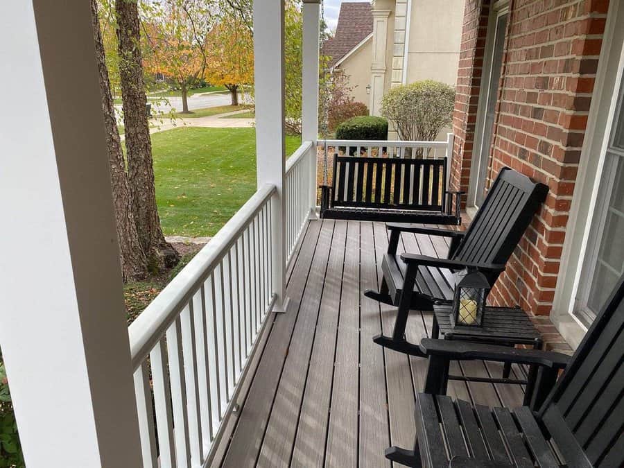 Classic white porch railing