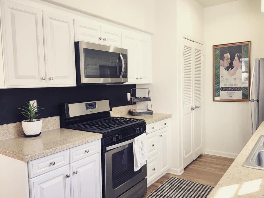 Kitchen painted tile backsplash