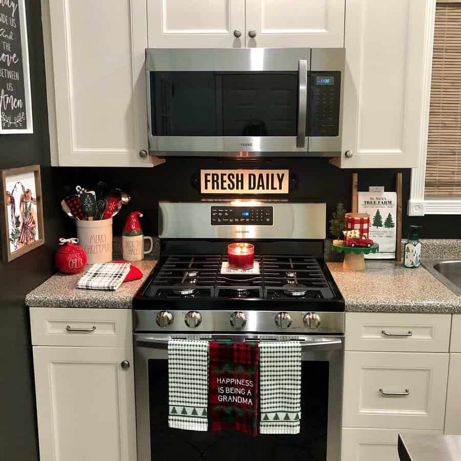 Kitchen painted tile backsplash