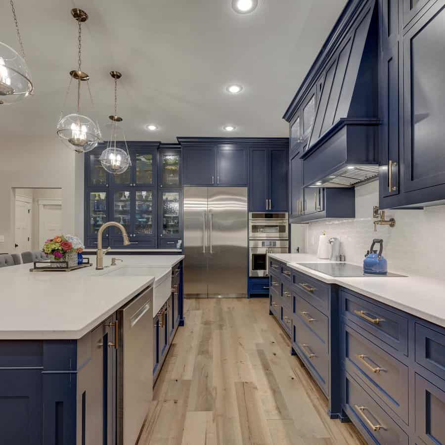 Blue kitchen cabinet