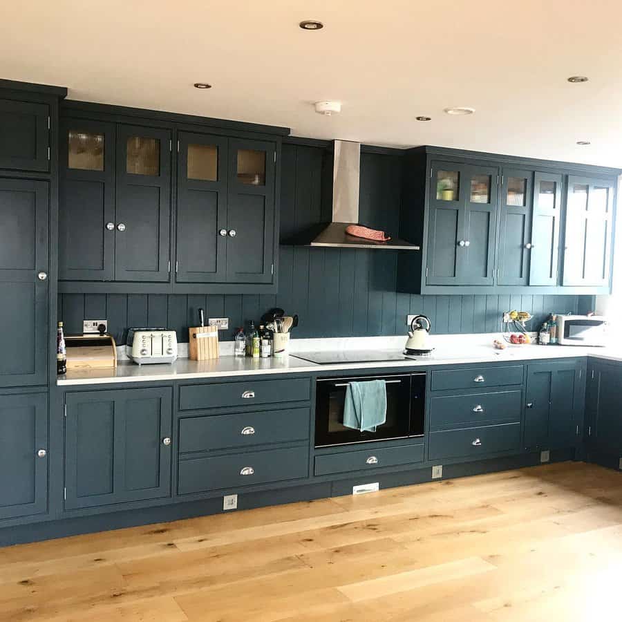 Dark blue kitchen cabinet