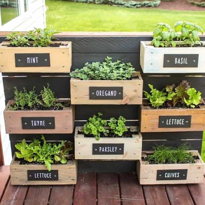 Wood pallet vertical container garden