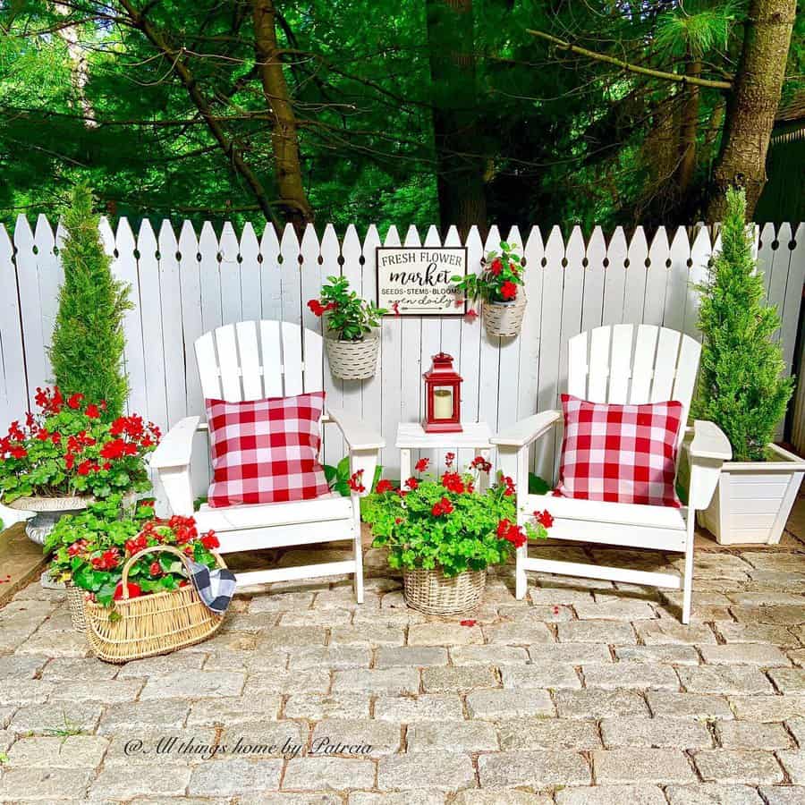 Patio with adirondack chairs