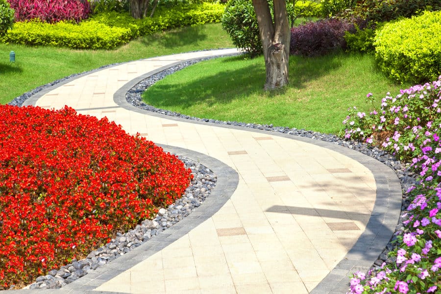 Concrete tiled walk path