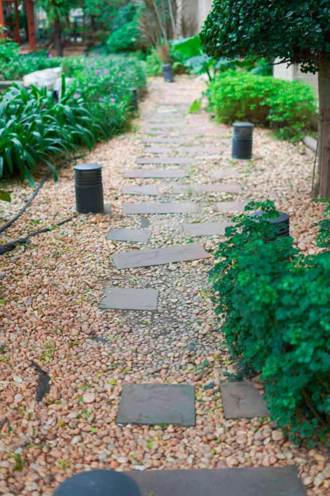 Pavers on pebbles