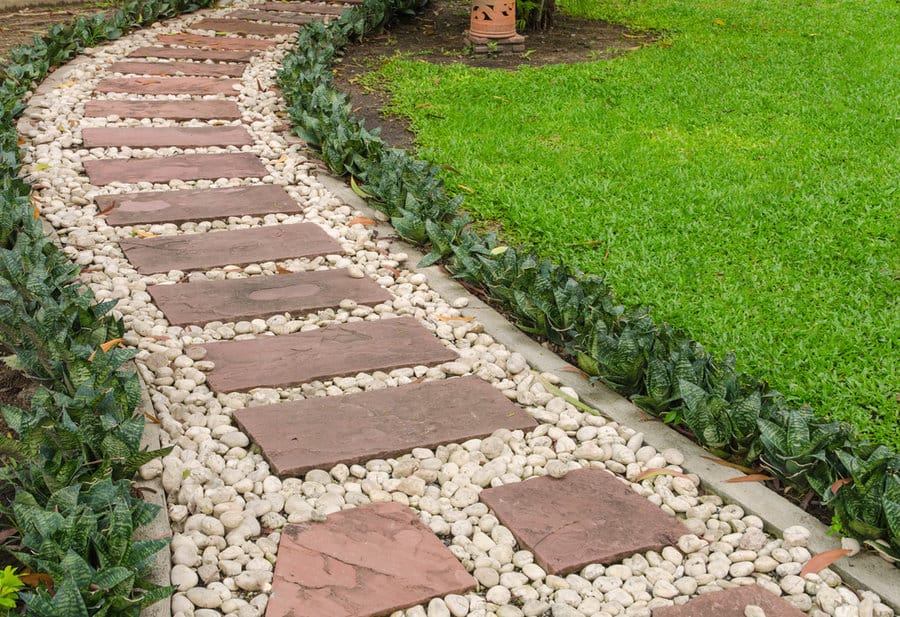 Pavers on pebbles