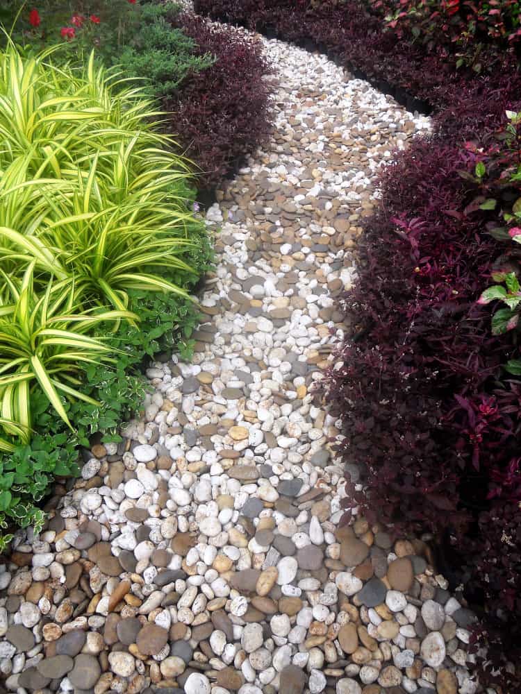 Pebbled garden path