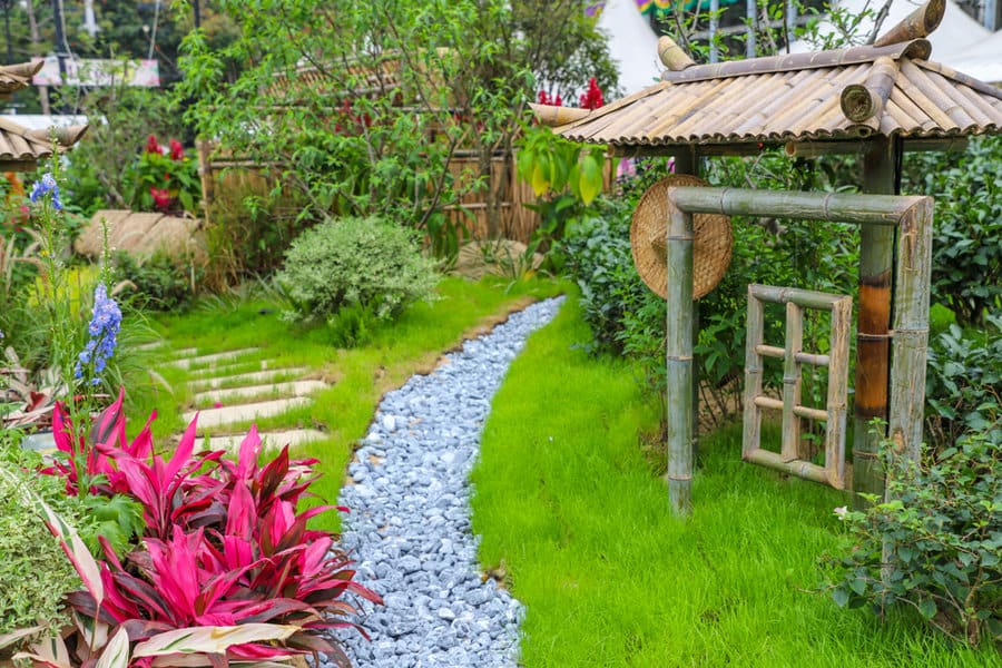 Pebbled garden path