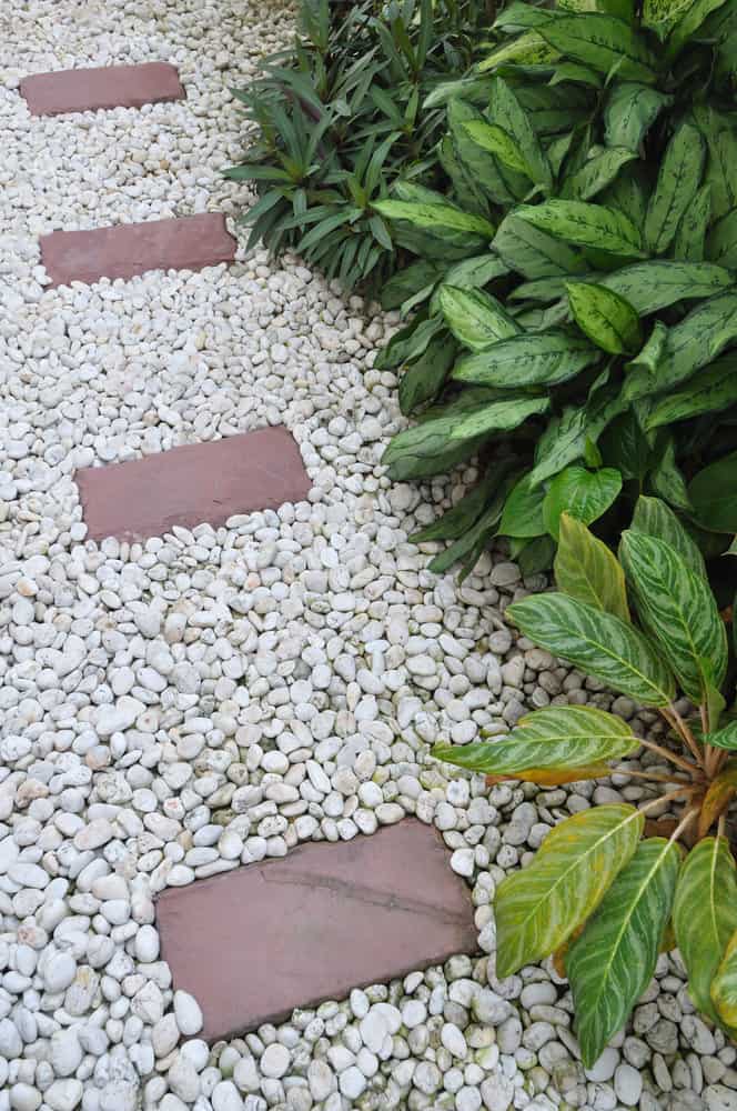 Pavers on pebbles