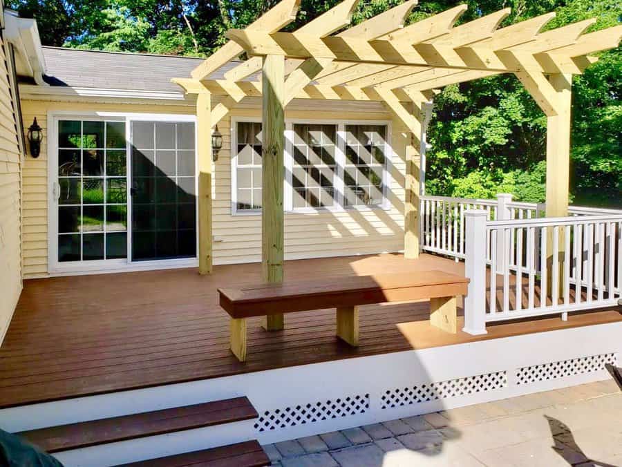 Deck bench with pergola