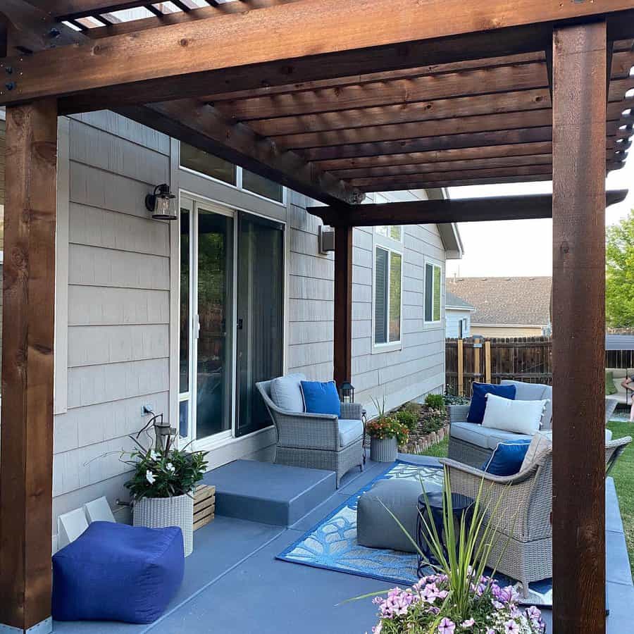 Cozy patio space with pergola and outdoor rug