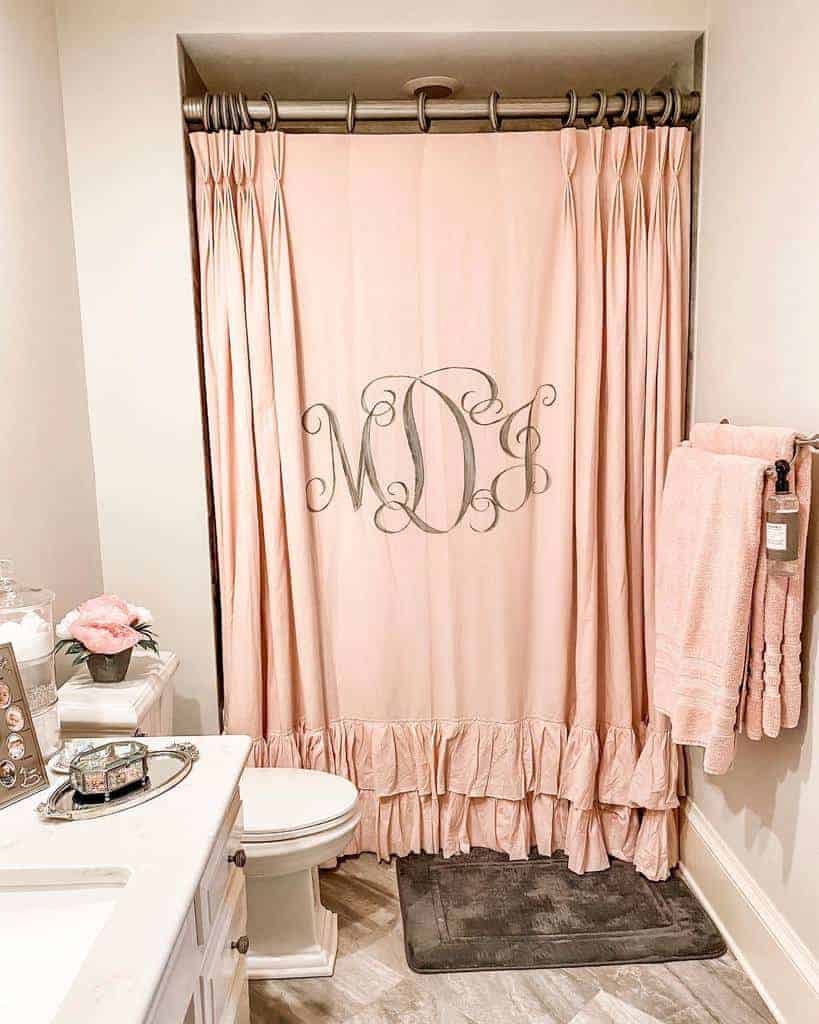 Ruffled shower curtain