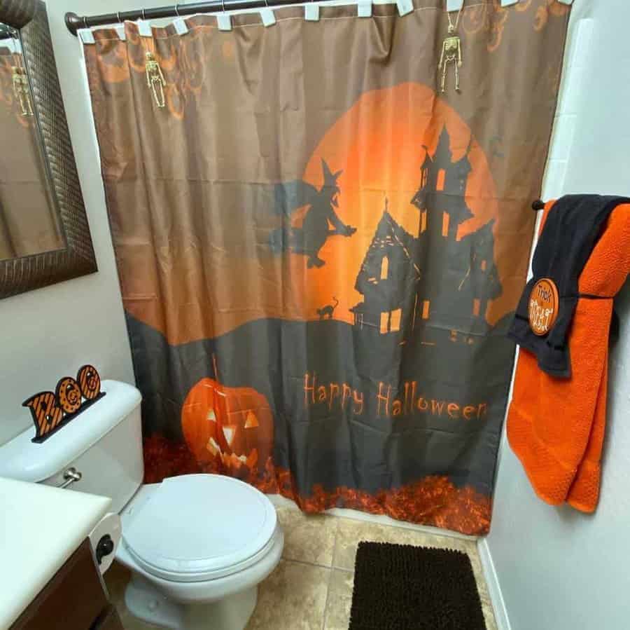 halloween-themed shower curtain