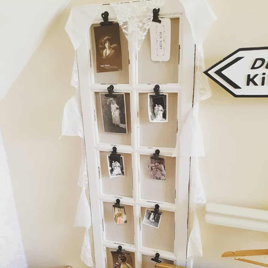 Repurposed window with photo clips