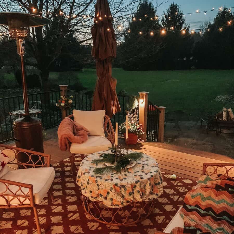 backyard with string lights 