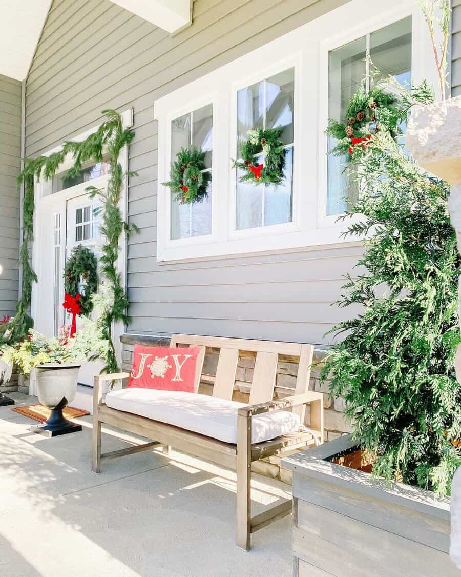 Farmhouse style deck bench