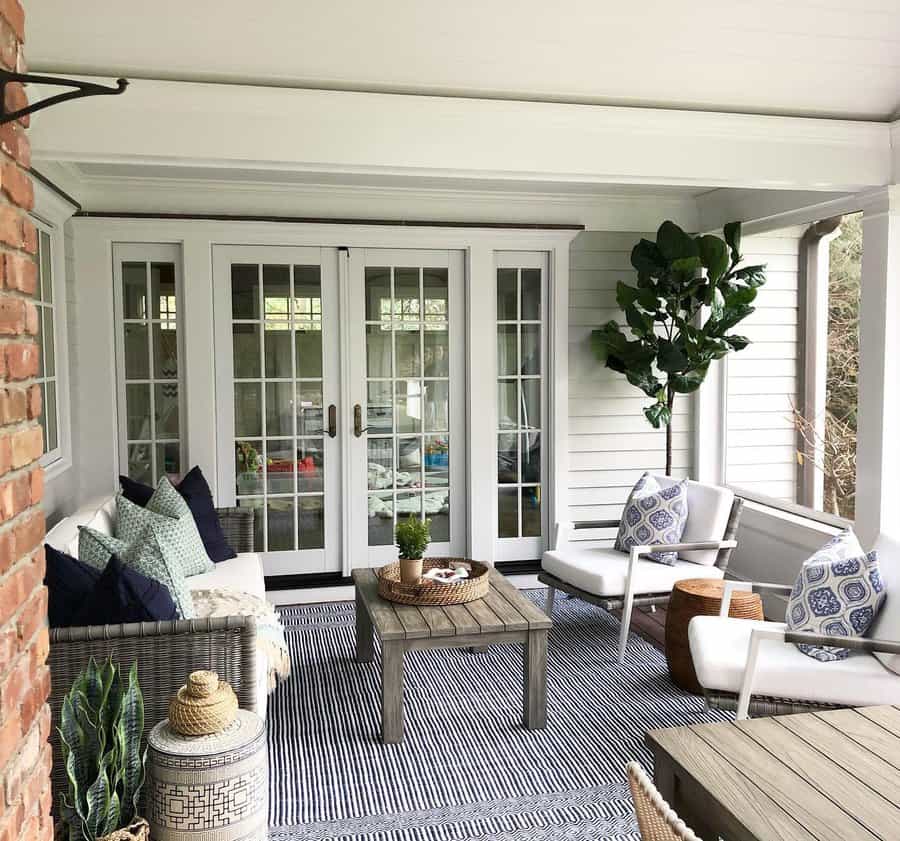 patio with faux plants