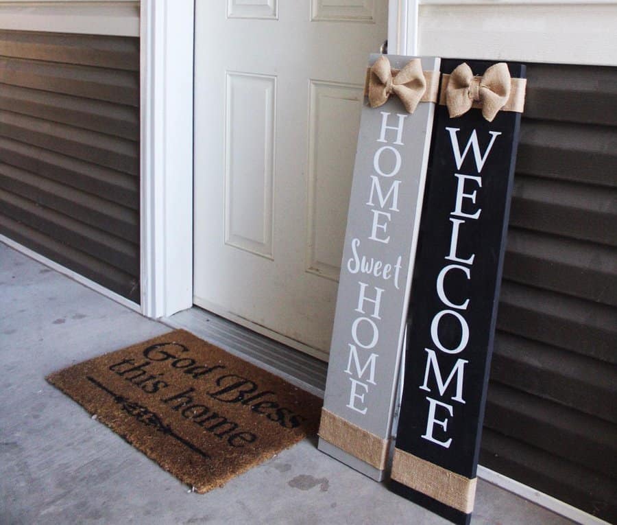 Front porch welcome sign