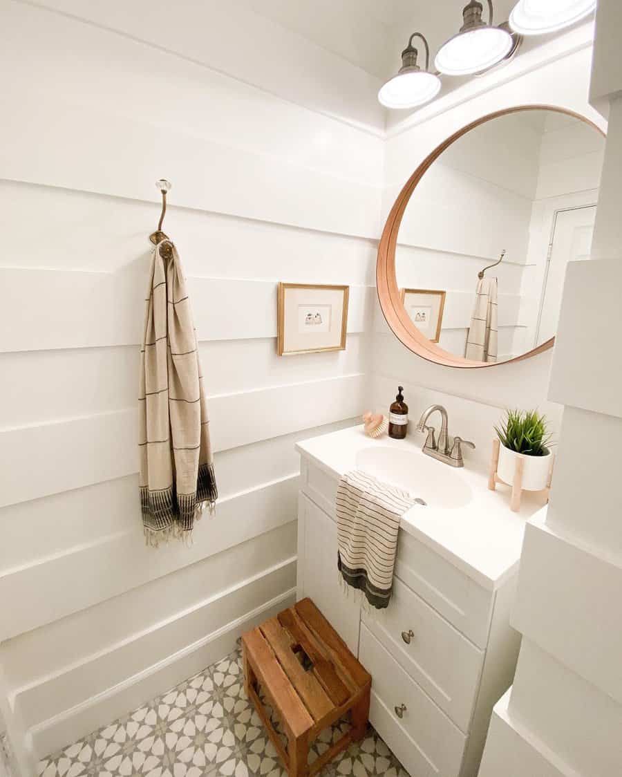 Powder room with coastal elegance