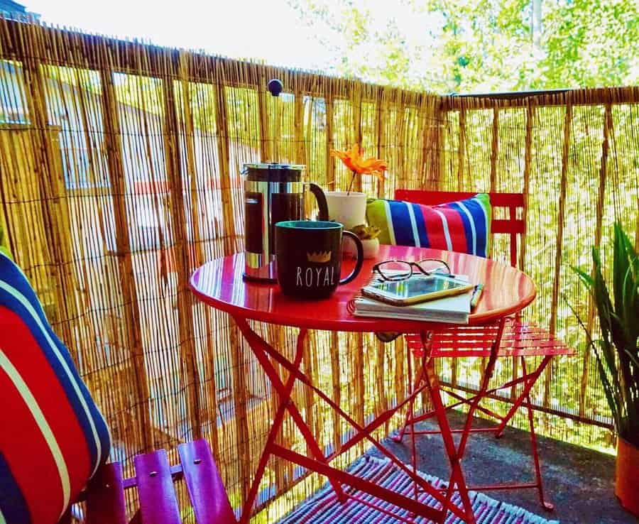 apartment patio with privacy fence