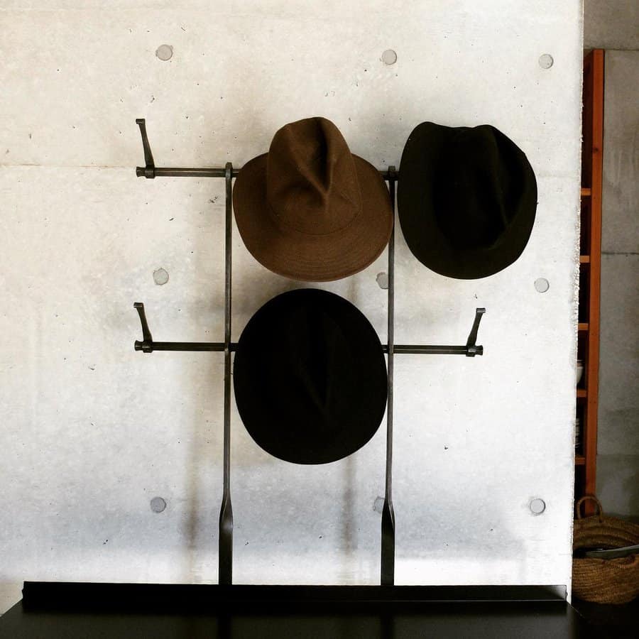 Industrial metal hat rack