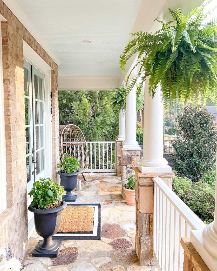 small porch with railing