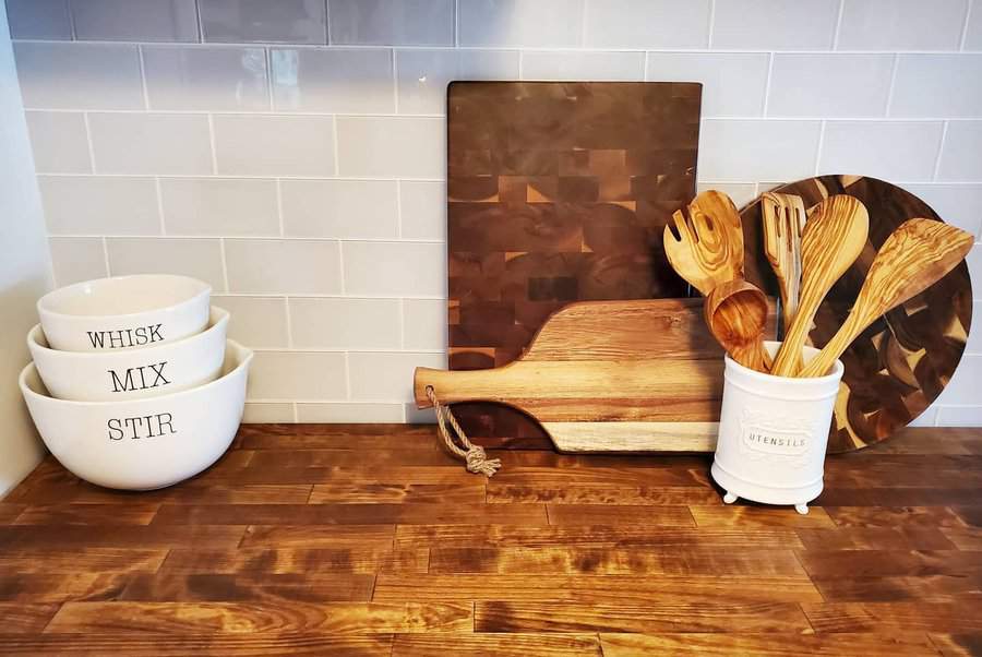 dual-toned wood countertop