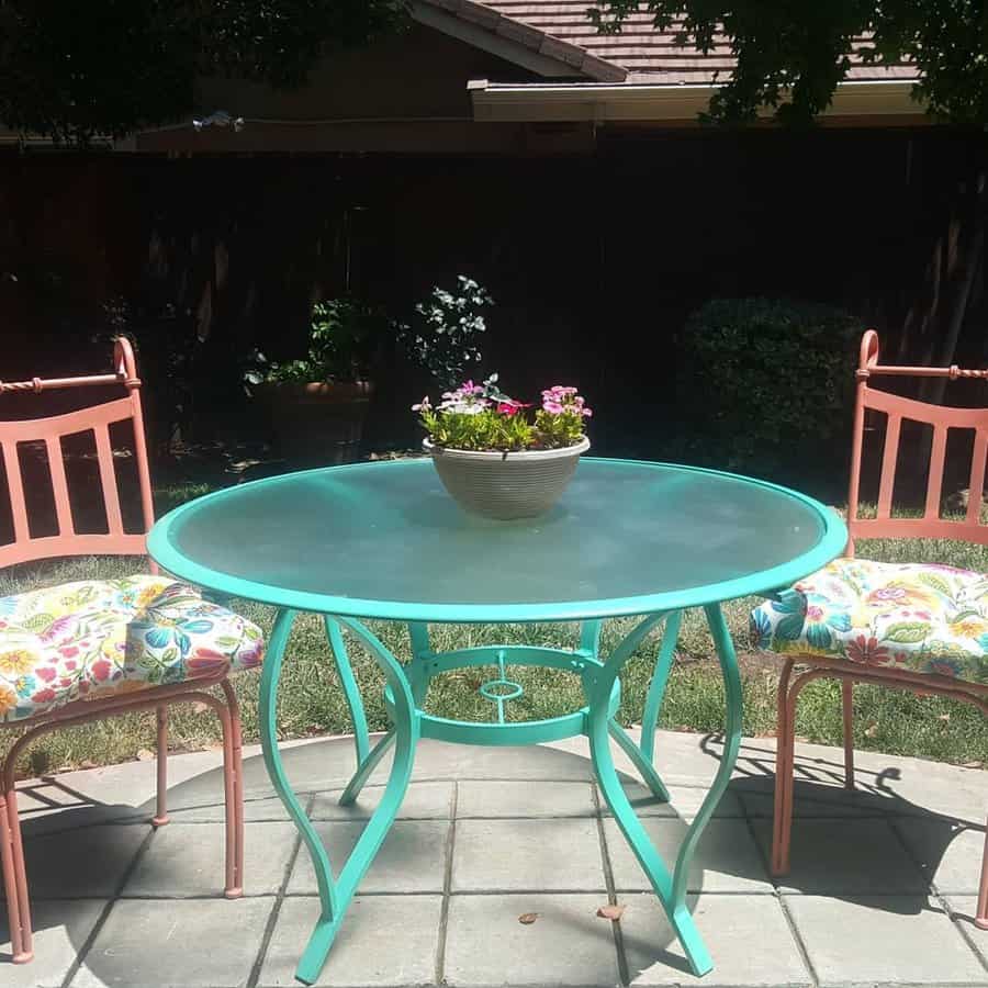 patio with adirondack chairs