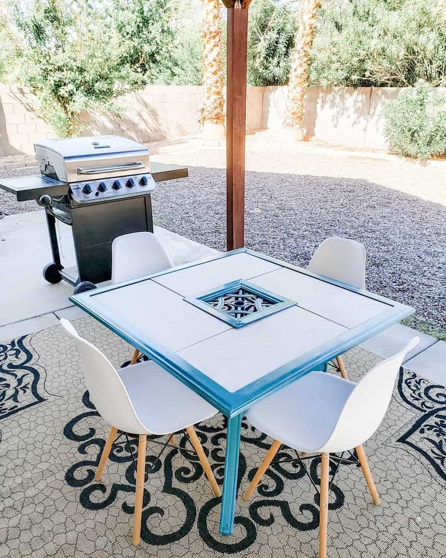 Patio with adirondack chairs