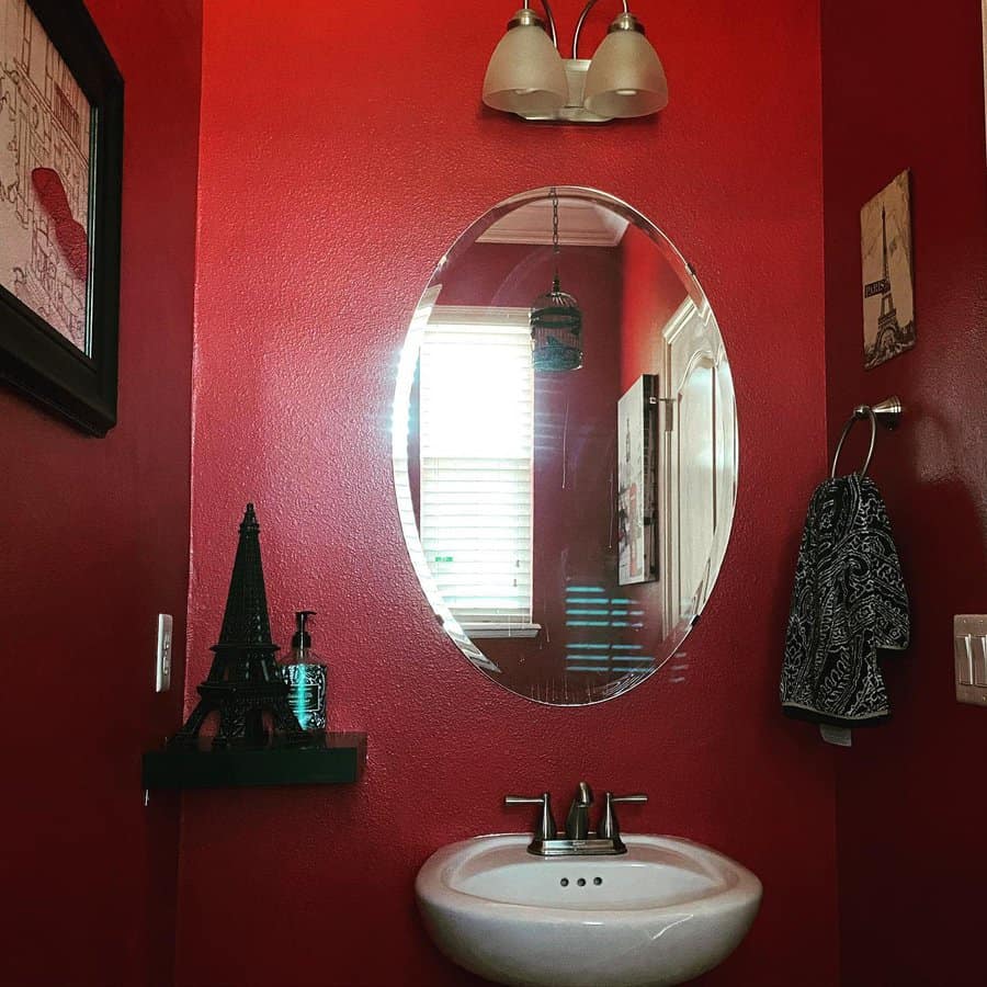 Red bathroom walls