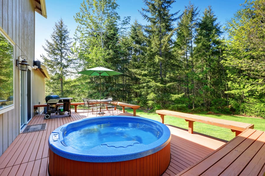 Redwood decks for hot tub