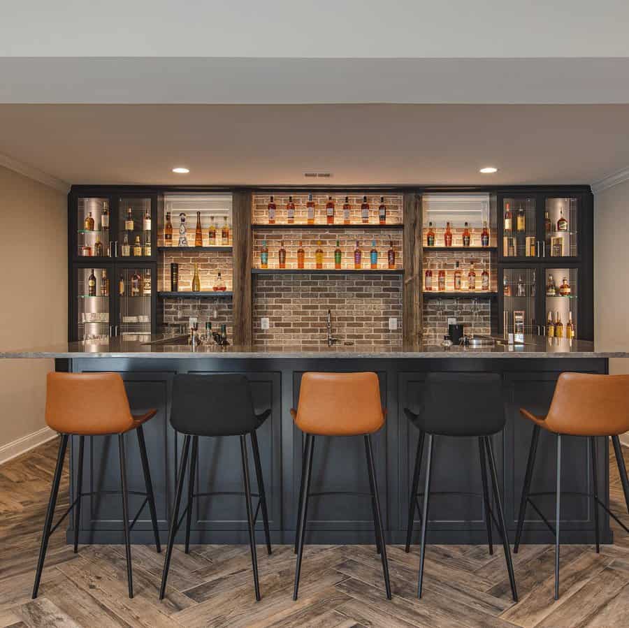 Wet bar basement storage