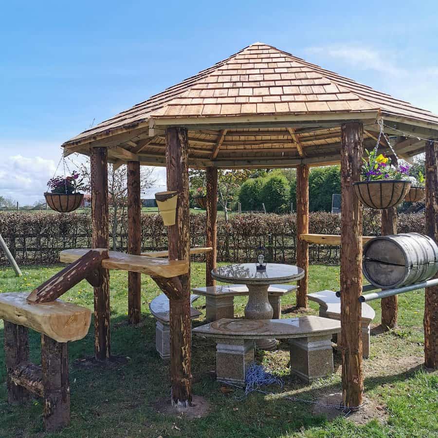 Gazebo with shelves