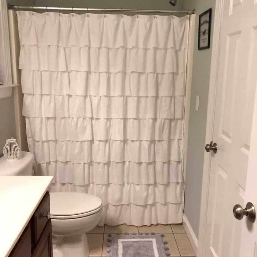 Ruffled shower curtain