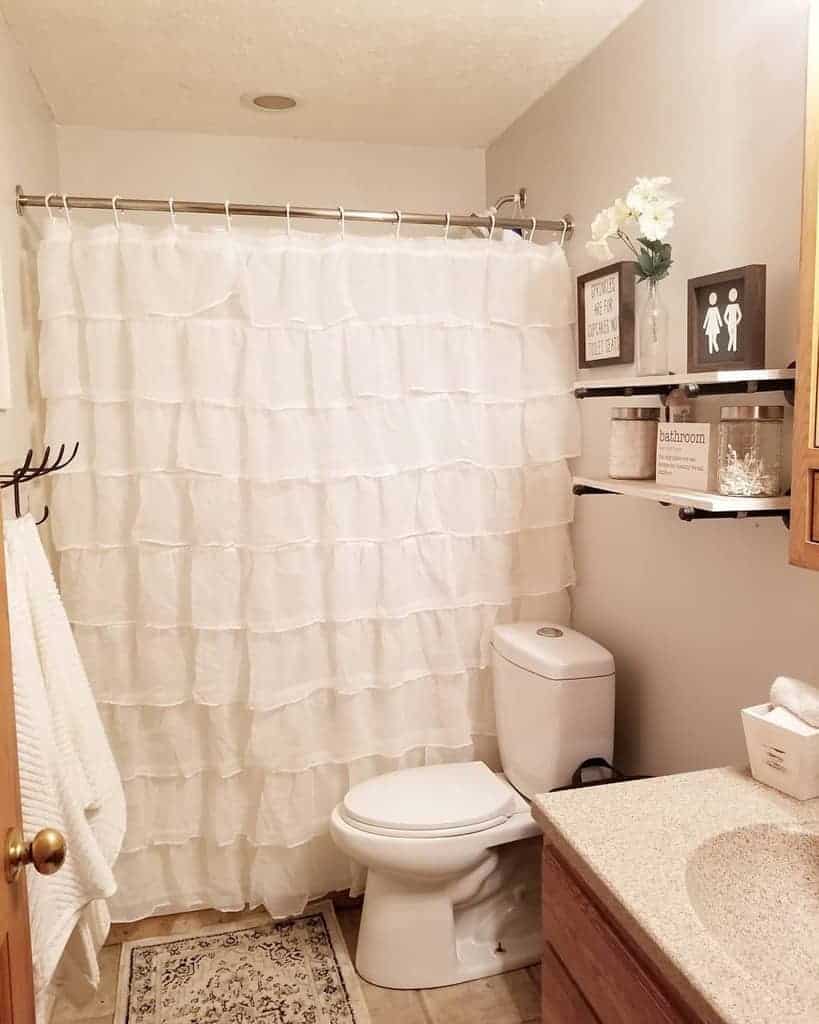 Ruffled shower curtain